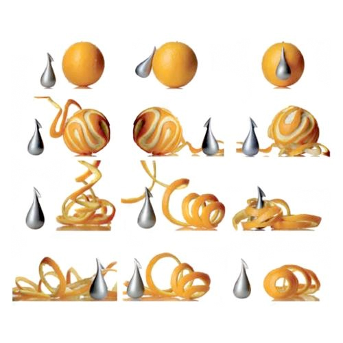 Peeled oranges, with the Apostrophe Orange Peeler by Gabriele Chiave for Alessi