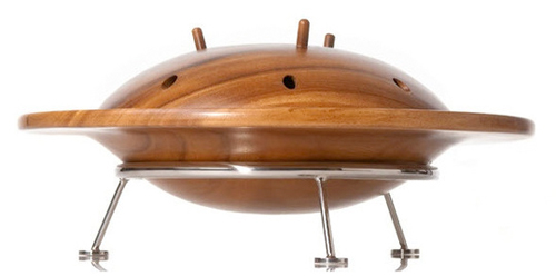 Wooden Flying Saucer Serving Bowl, To Serve Man -- Museum of Robots.
