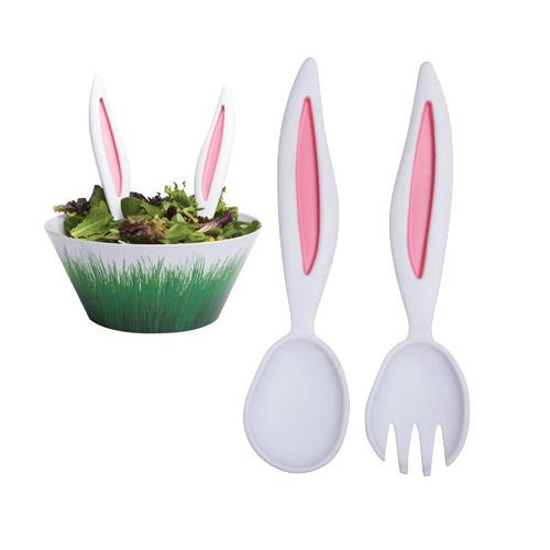 Rabbit Ears Salad Servers Set of TWO Bunny Easter Dinnerware by DCI 