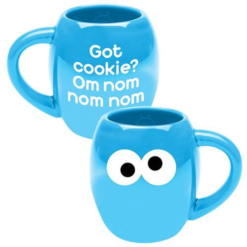 Vandor 5-1/2 by 4 by 4-1/2-Inch Sesame Street Cookie Monster 18-Ounce Ceramic Mug, Multicolored