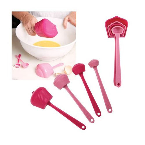 Cupcake Shaped Measuring Spoons Pink Baking Tool Gadget