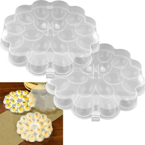 Set of 2 Deviled Egg Trays w/ Snap On Lids - Holds 36 Eggs