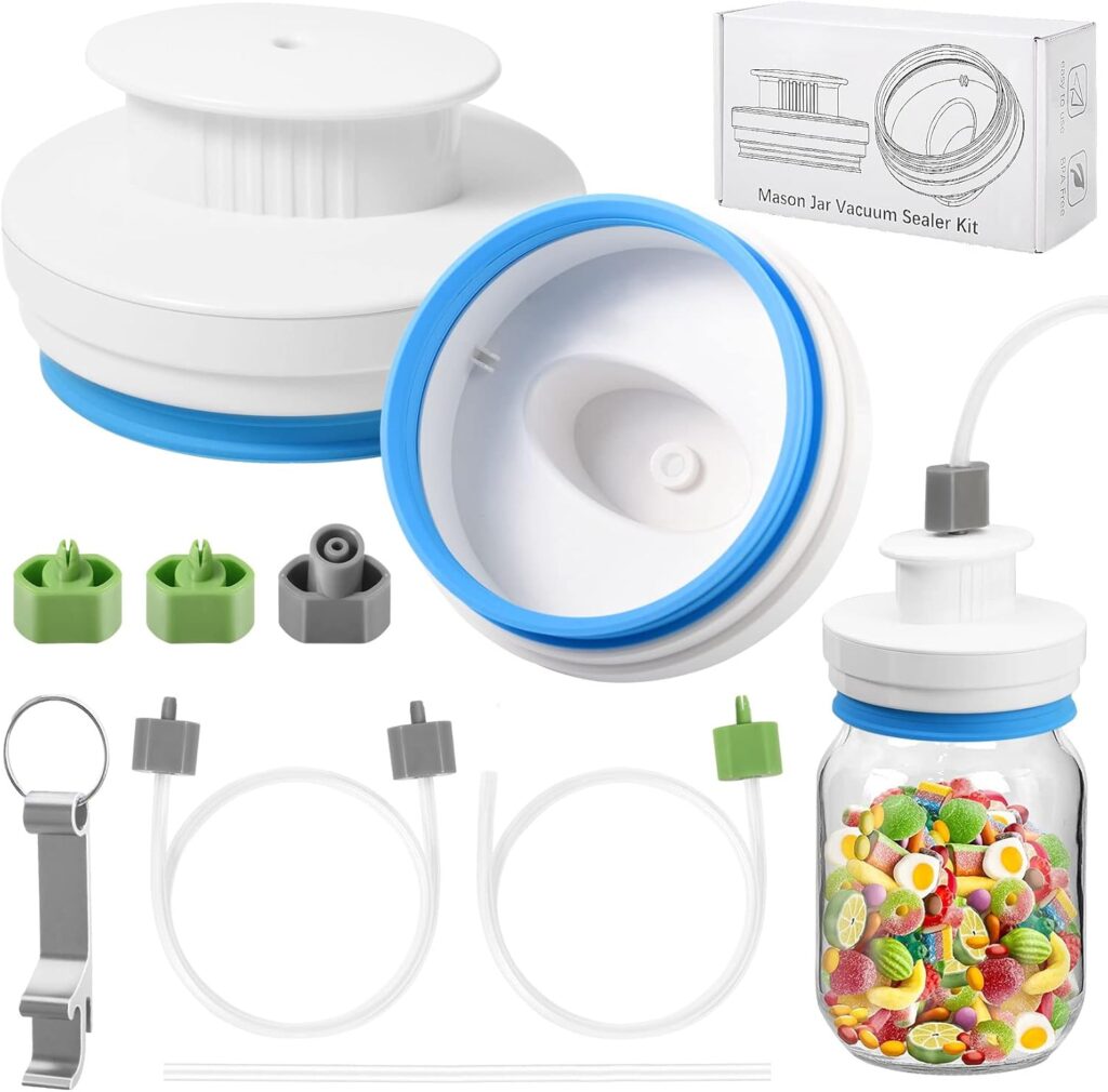 
Upgrade Canning Sealer Kit for Mason Jars - Jar Sealer Set with Hoses Compatible with FoodSaver Vacuum Sealers - For Regular & Wide Mouth Jars (White)
--afontoto 
