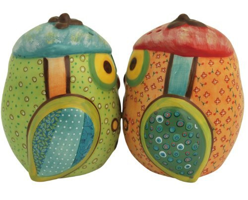 Cute Kissing Owls -- Westland Giftware Life's Little Journey Life is a Dance Owls 2-3/4-Inch Magnetic Salt and Pepper Shakers