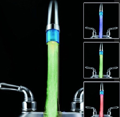 3 Colors Discoloration LED Light Temperature Control Sensor, Temperature Sensitive LED Light Water Faucet