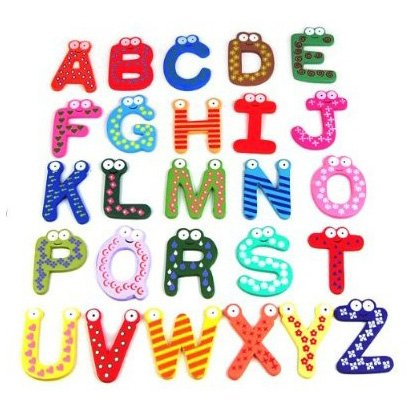 SODIAL- Funky Fun Colorful Magnetic Letters A-Z Wooden Fridge Magnets Kid toys Education
