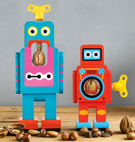 Suck UK Wooden Robot Nutcrackers, Large and Small