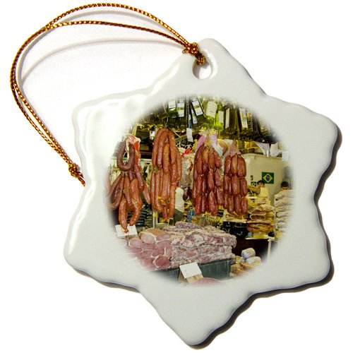 Porcelain Snowflake Ornament of cured meats in Mercado Municipal, Sao Paulo Brazil