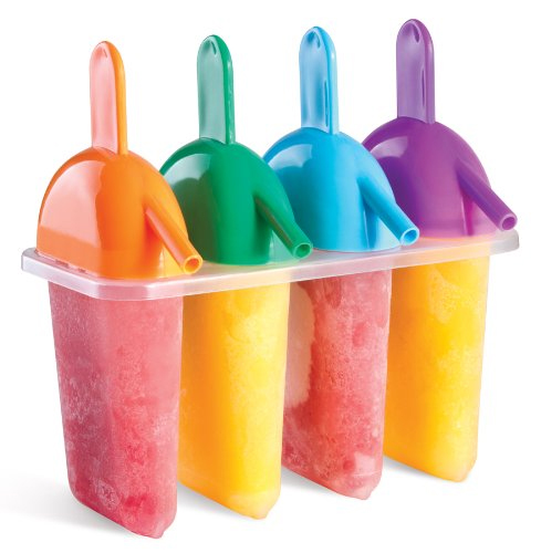 Ice Pop Maker Molds, Ice Pop Maker For Kids - Set of Four Sipper Ice Pop Maker BPA Free Popsicle Molds - Make 4 Juice Pops, Fruit Pops And More Inside Freezer - NO Mess Sipper Straw Base For Drinking Treats - 4 Piece