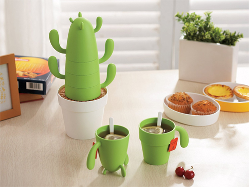 Estaly Stackable Cactus Plant Mugs Set for Coffee or Tea