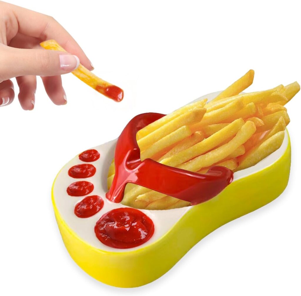 Fries Dish, Ceramic Flip Flops Snack Plate, Ketchup Sauce Bowl, Kawaii Chips Tray for Women, Cute Kitchen Gadgets Gift for Baby Shower, Kids Birthbday, Christmas, Small, Red
Brand: AMZWISH
